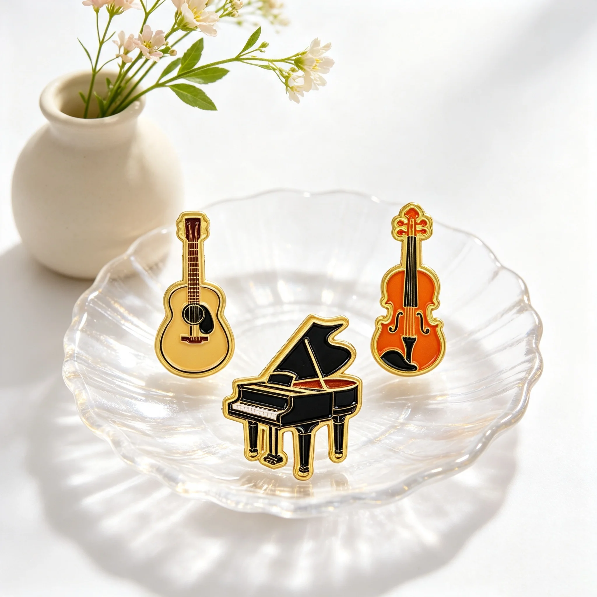 Guitar Violin Grand Piano Enamel Pins Music Brooch Lapel Pin Badge on Clothing Accessory Fashion Jewelry Gift For Friend