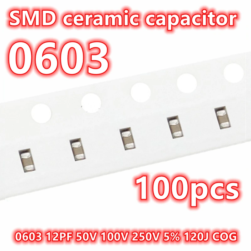 مكثف سيراميك SMD أصلي ، 120 جول كوب ، IC ، 12pf ، 50 فولت ، 7.5 ، V ، ma ،