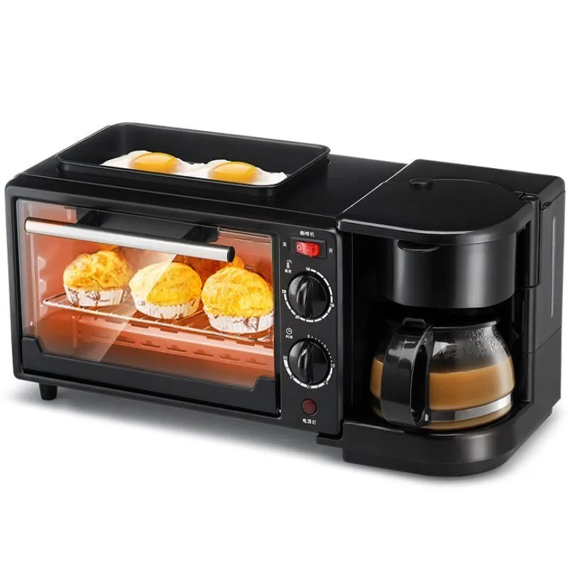 Home kitchen appliance boiling coffee baking bread frying eggs all in one electric machine 3 in 1 breakfast maker