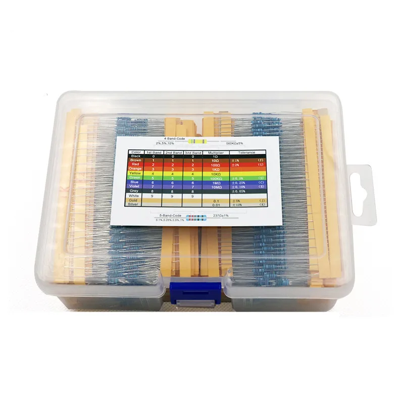 

2600pcs 130 Values 1/4W 0.25W 1% Metal Film Resistors Assorted Pack Kit Set Lot Resistors Assortment Kits Fixed capacitors