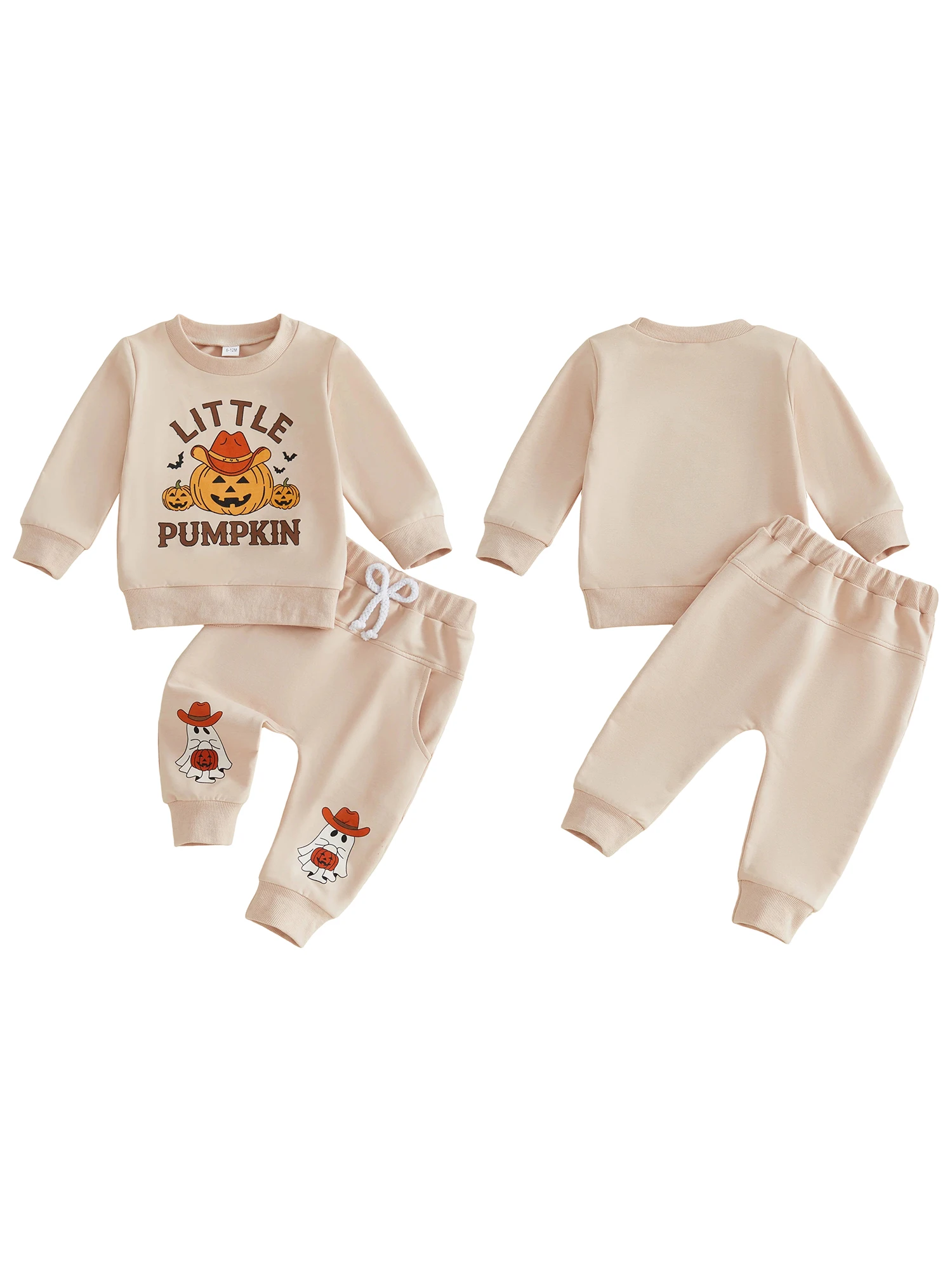 

Cute Baby Girls Halloween Costumes Lovely Ghost Print Long Sleeve Round Neck Dress and Matching Headband Set for Toddler Girls