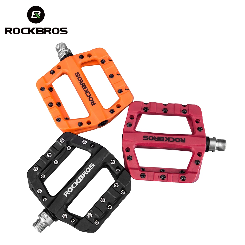 ROCKBROS Bicycle Pedal Road BMX Mountain Bike Flat Pedals Nylon Multi-Colors MTB Cycling Sports Ultralight Accessories 355g