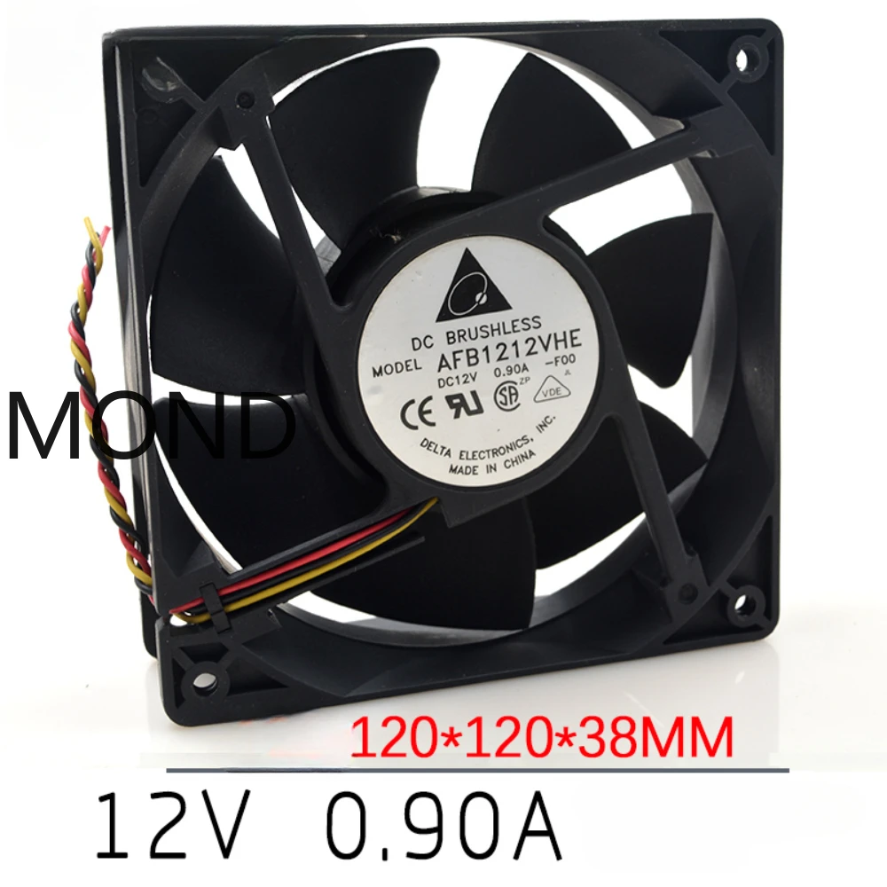 AFB1212VHE 12V 0.90A 12CM 12038 Delta High Airflow Double Ball Fan