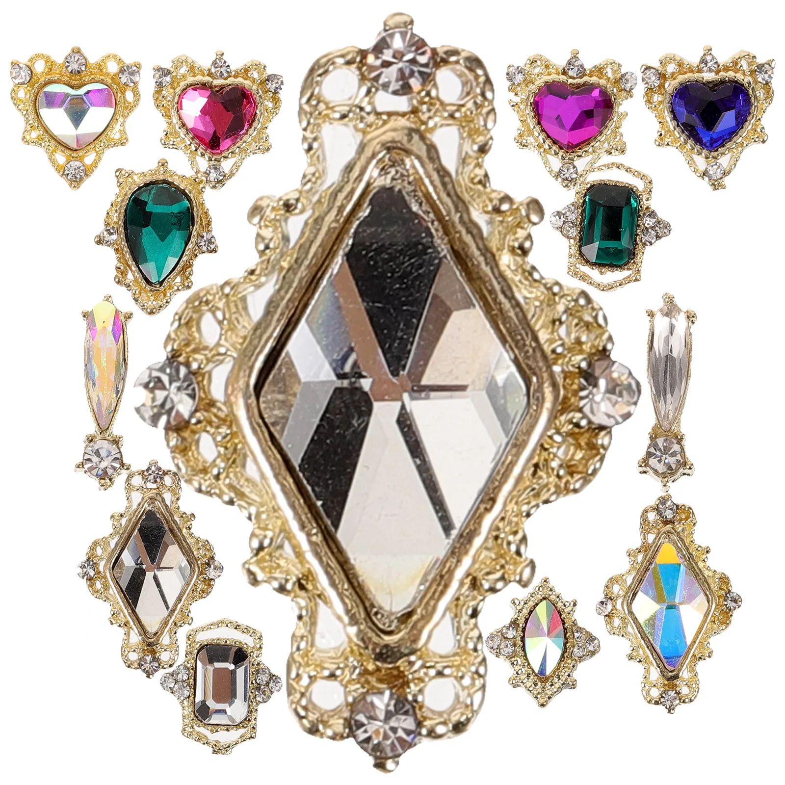 

1Set Crystal Heart Rhinestones Eye-Catching Nail Art Supplies Versatile Gems for Cards Scrapbooking Mirror Decoration Craft,