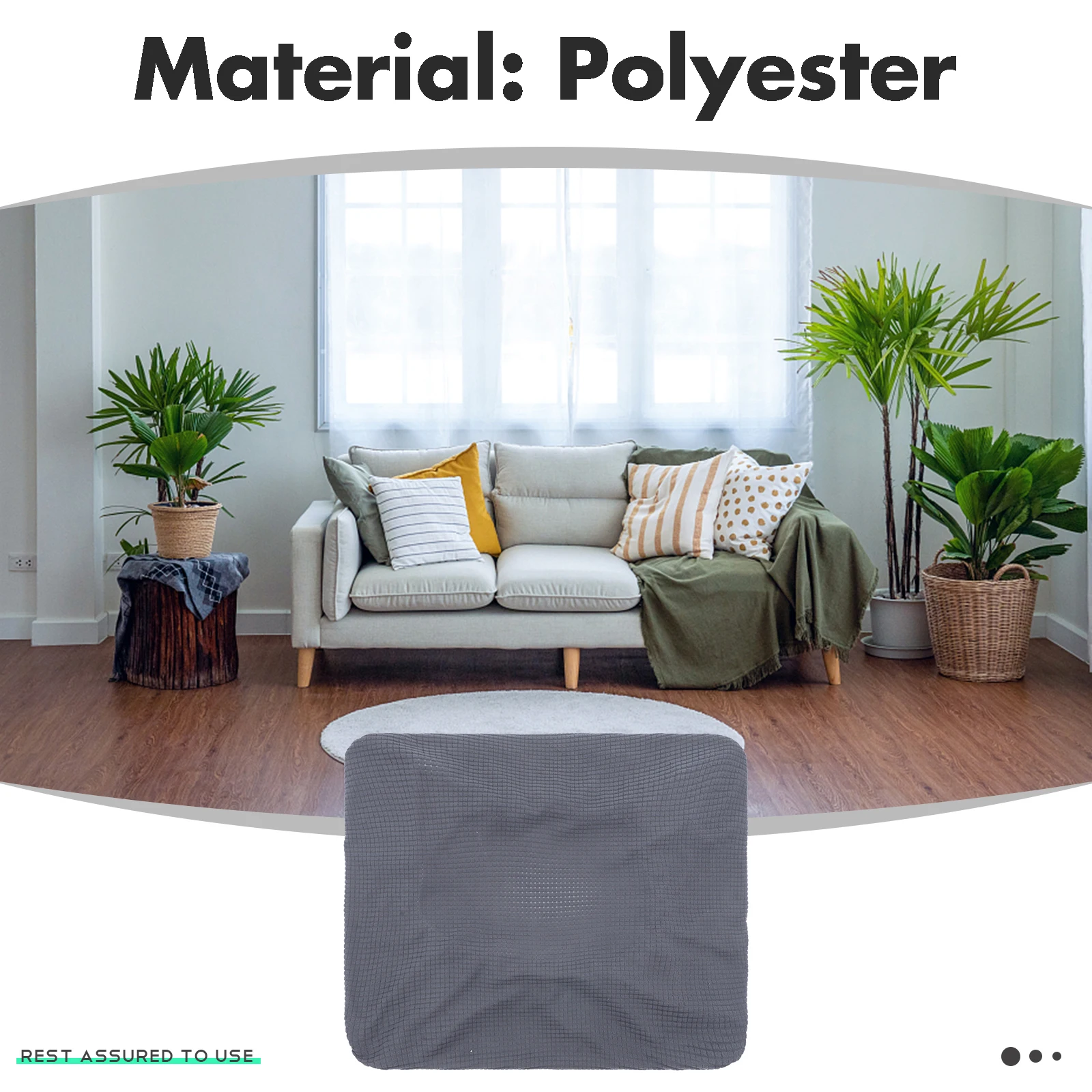 

Elastic Sofa Cushion Cover Dark Grey Stretch Couch Accessory All Inclusive Armchair Slipcover Breathable Polyester Comfortable