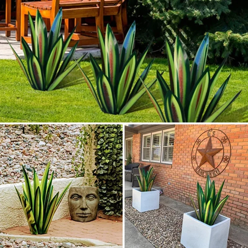 

Grasteay Home Decor Metal Agave Rustproof Metal Iron Patio Art Garden Decoration Outdoor Statue Retro Garden Decoration