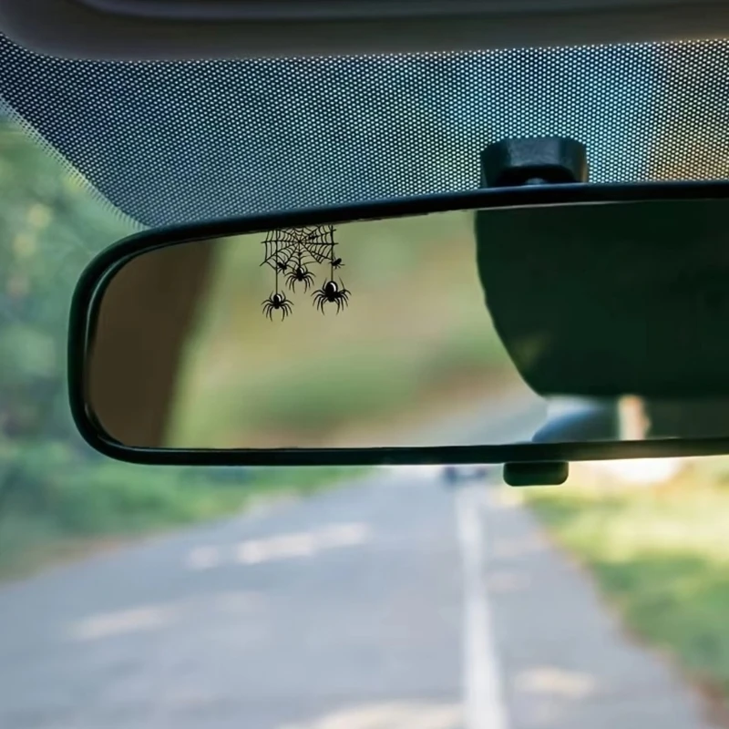 Halloween Makeup Mirror Sticker, Mini Black Web Pattern Piece for Car Mirror, Helmets, Laptops, Cups and Small Surfaces H9EE