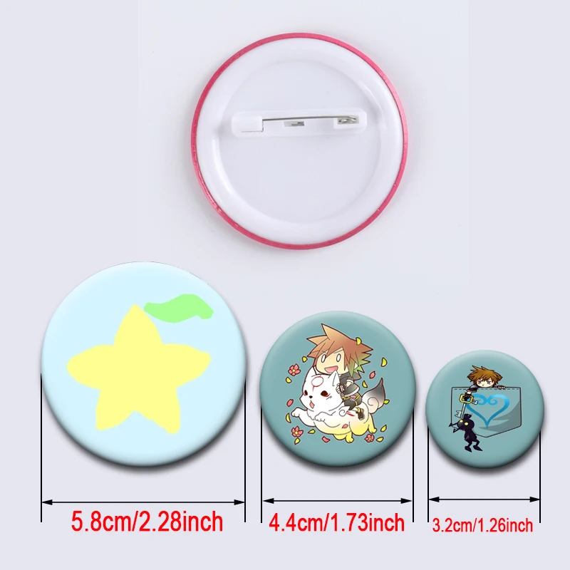 Game Kingdom Hearts Button Pins Round Handmade Cartoon Badge Exquisite Creative Anime Brooches for Backpack Accessories Gifts