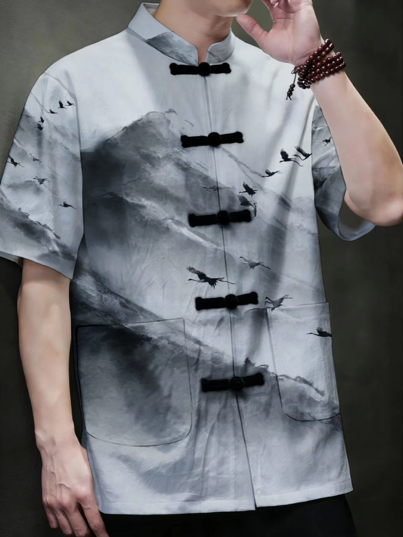 Men Men Chinese Tang Suit Jacket Mandarin Collar Frog Button Red Plum Blossom Cloud Totem All Over Print Long Sleeve Casual Outer Co - Aliexpress Deal