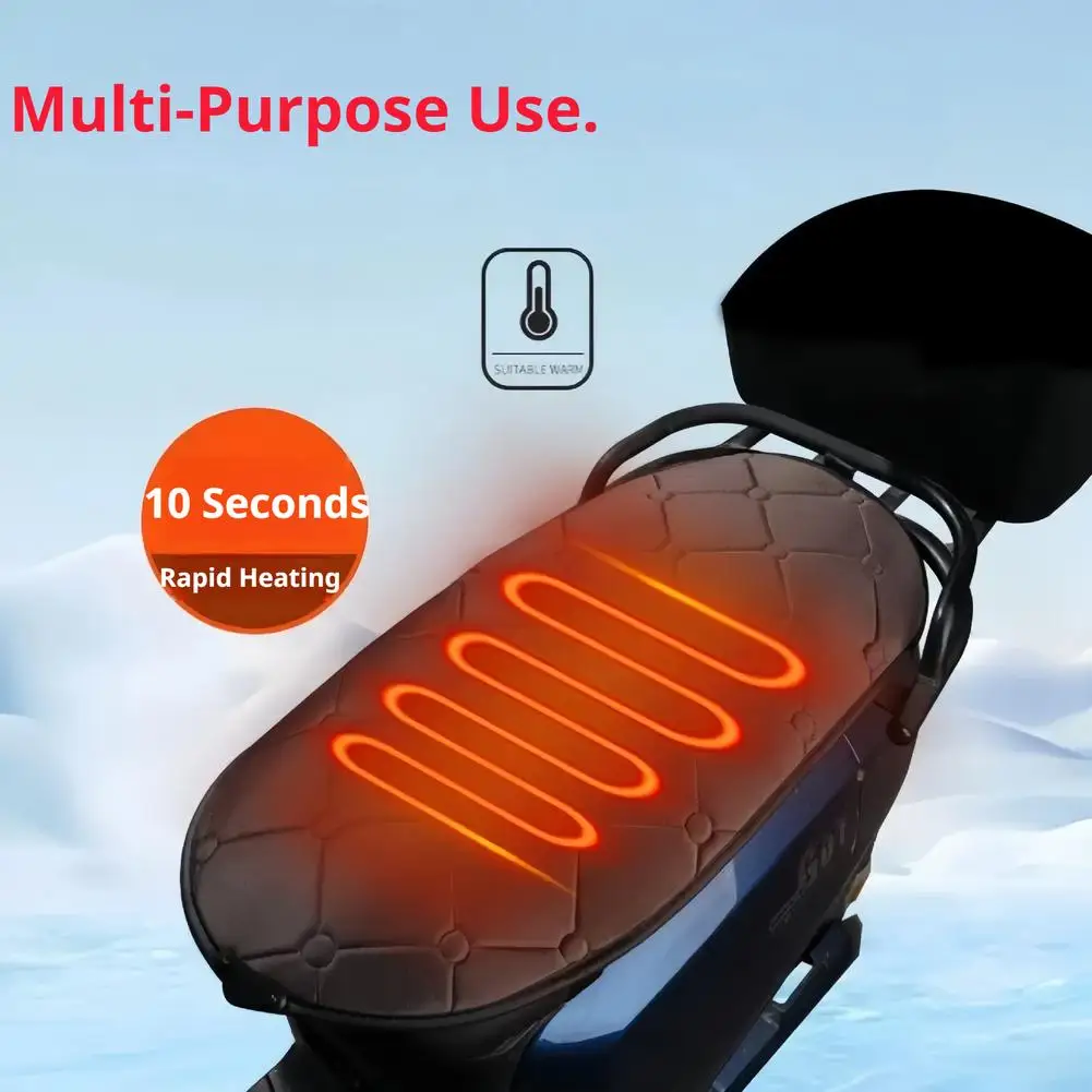 USB Heated Seat Cushion Pad 30x60cm Polyester Alloy Fiber Fast Heating for Car Office Chair
