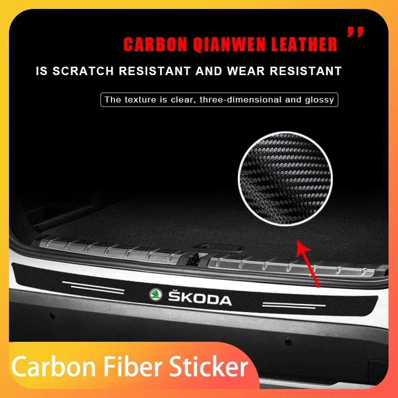 

Carbon Fiber Car Rear Bumper Trunk Guard Protected Sticker For Skoda Octavia Fabia Kamiq Kapoq Kodiaq Rapid SCALA Superb
