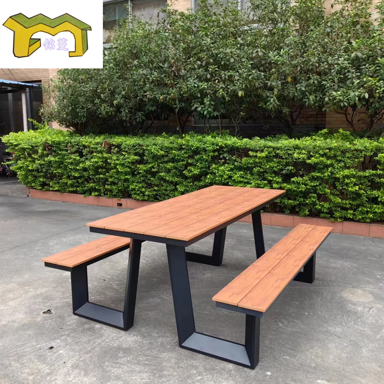 Outdoor table and chair combination, cafe courtyard one-piece table and ropen-air waterproof and sunscreen dining