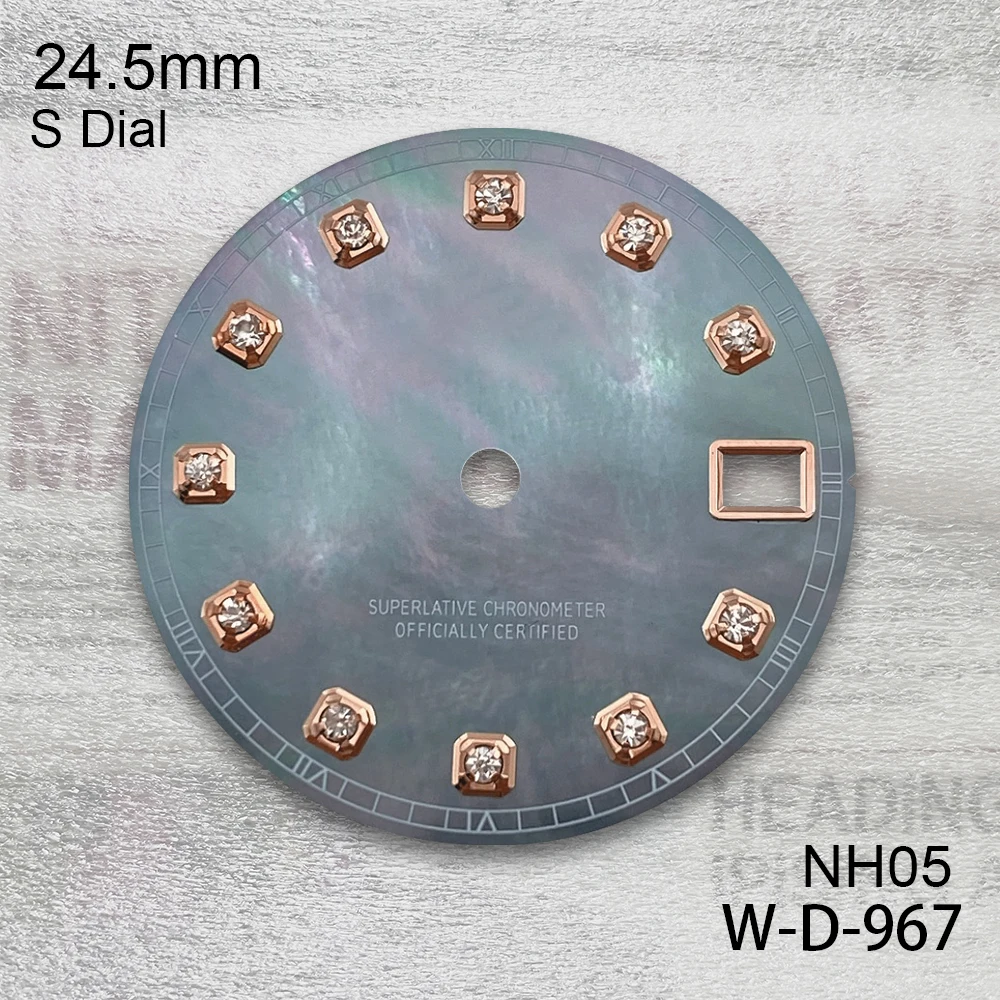 24.5 مللي متر S شعار الماس شل الطلب صالح NH05 اليابان حركة ساعة عالية الجودة تعديل الملحقات