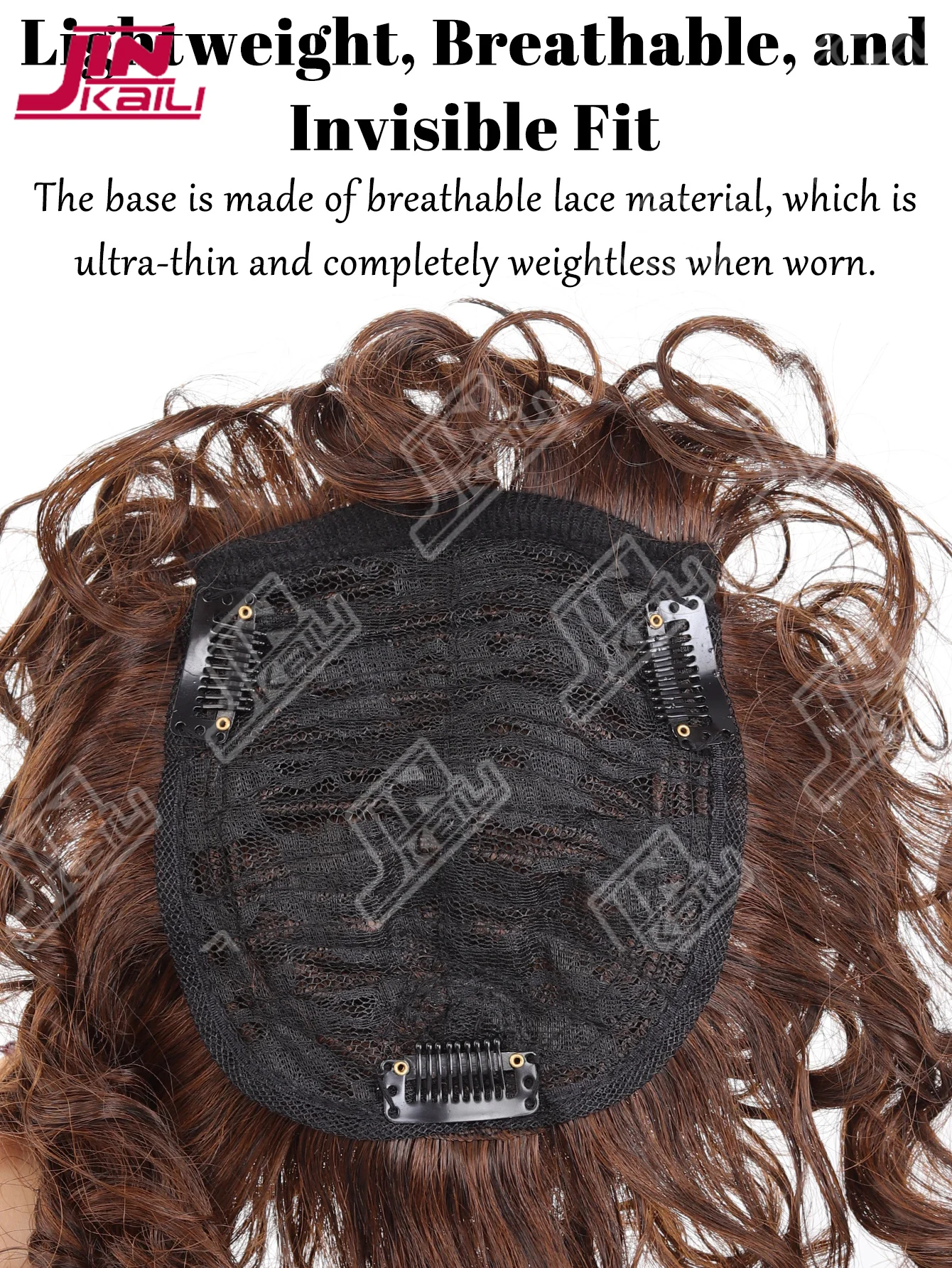 JKL Synthetic Wig top replacement block for women Short curly hair with no trace to cover white hair Fluffy corn beard Wool roll