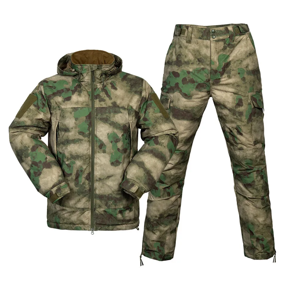 Winter F7 Portable Cold Tactical Cotton Jacket Pants Set Outdoor Hiking Hunting Anti Splash and Warm Cotton Clothes Work Set