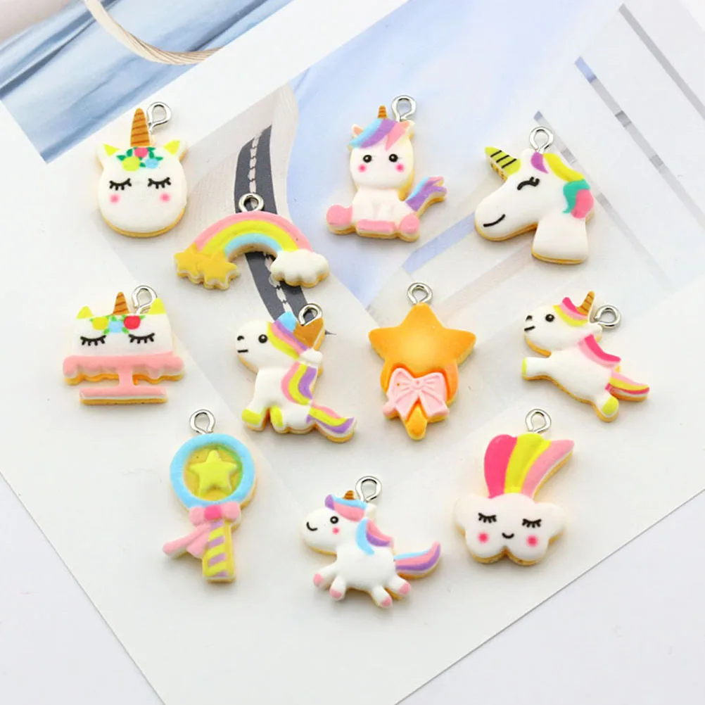 

20 Pcs Unicorn Rainbow Cloud Earrings Trendy Jewelry Pendants Crafts Charms Decorative Resin Making Lovely Jewellery