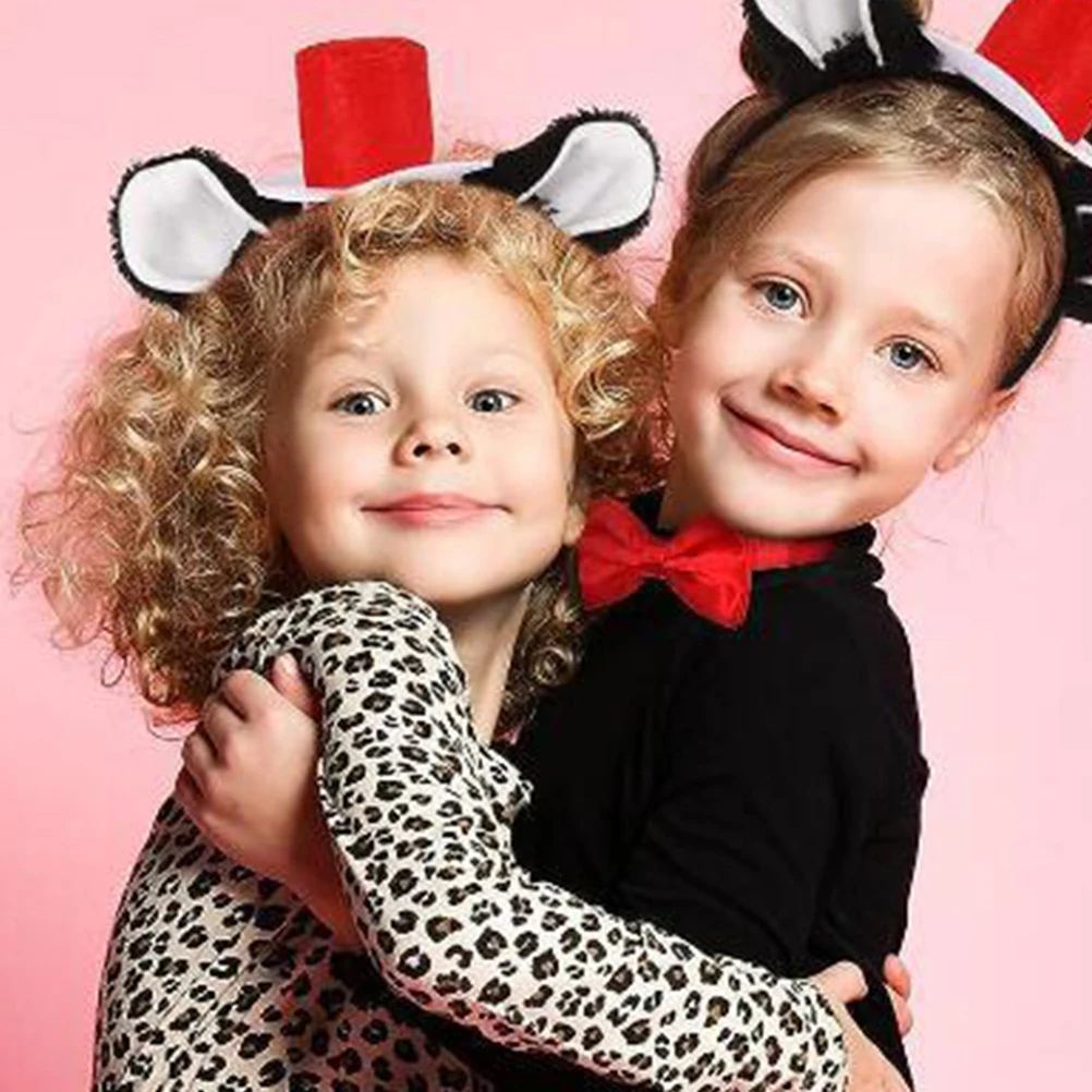 

Red White Suit Halloween Cat Costume Kit Ears Headband Tail Party Accessory Birthday Prop Decorative Hoop Role Play Dress Up