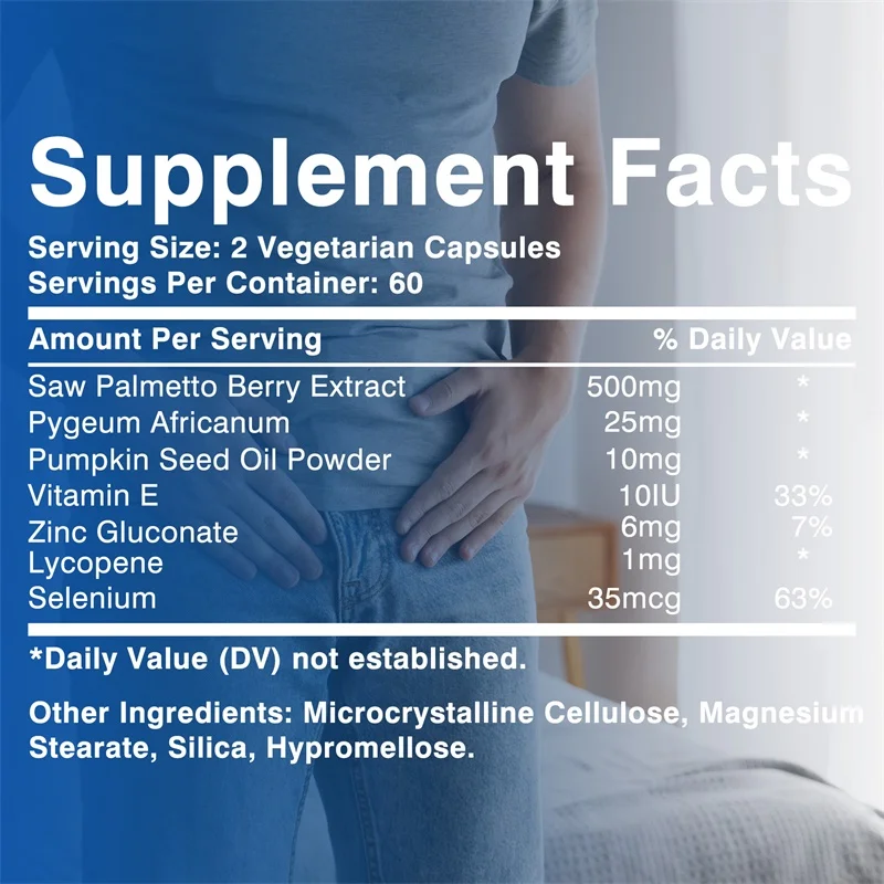 

Prostate Support - Urinary Tract Health, Reduces Frequent Urination, Prevents Hair Loss, Saw Palmetto, Pumpkin Seed Oil
