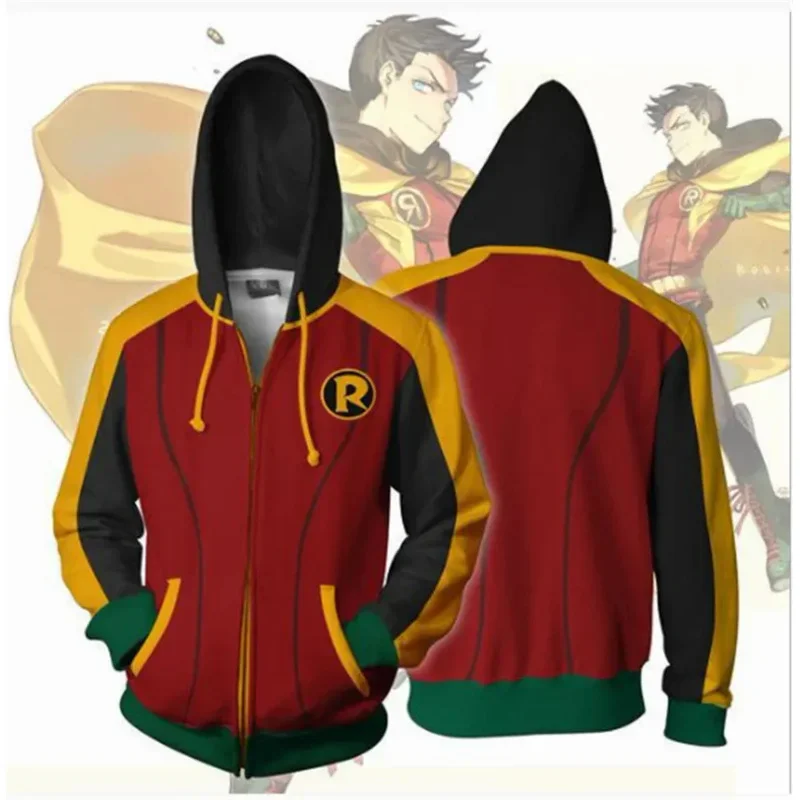 Anime Teen Titans Go Hoodie Robin Cosplay Costume Autumn Spring Sweatshirt Men Women Pullover Jacket Coat Tops D