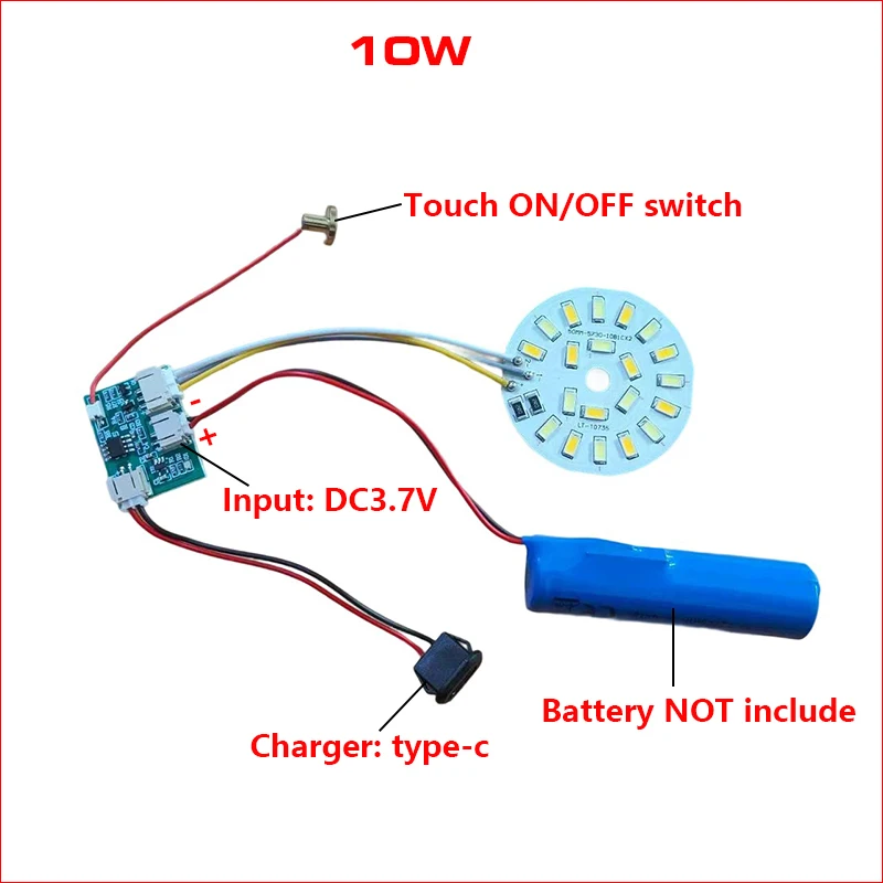 DC3.7V مصدر الضوء LED لوحة 10 واط 50 مللي متر و 18 واط 54 مللي متر 3 ألوان يعتم تحكم مع اللمس تشغيل/إيقاف التبديل ميناء الشحن Type-C