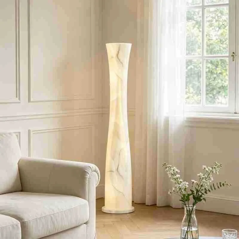 Imitation Marble Floor Lamp Hotel Homestay Decorative Home Villa Hotel Lobby Cafes Parlor Atmospheric Small Waist Vertical Light