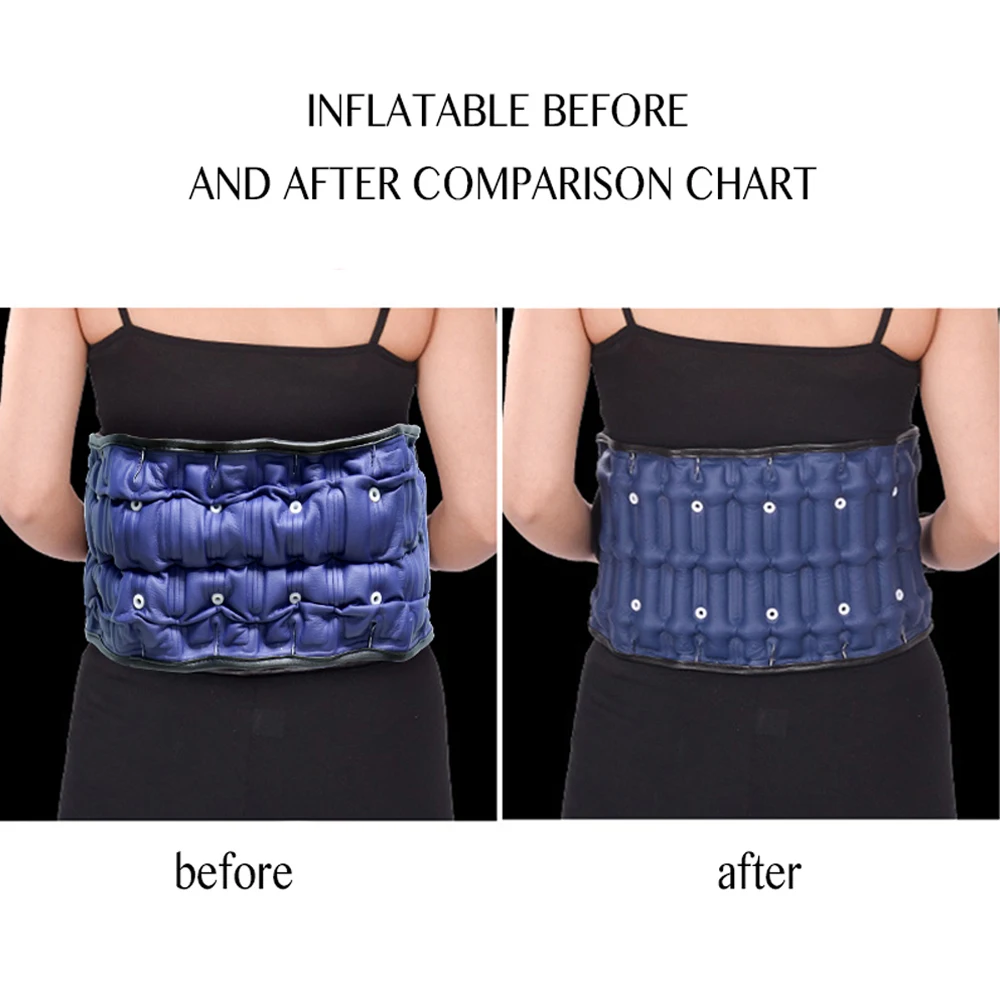 ترقية حزام الظهر لتخفيف الضغط - دعامة أسفل الظهر - لتخفيف الآلام - مدلك دعم قطني قابل للنفخ لجر الخصر