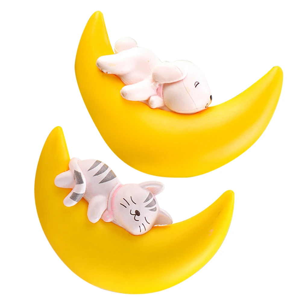 

2Pcs Floating Moon Crafts Aquarium Adorn nament Mini Statue Decor Fish Tank Supplies Resin Bear Figurine Lifelike Bright Color