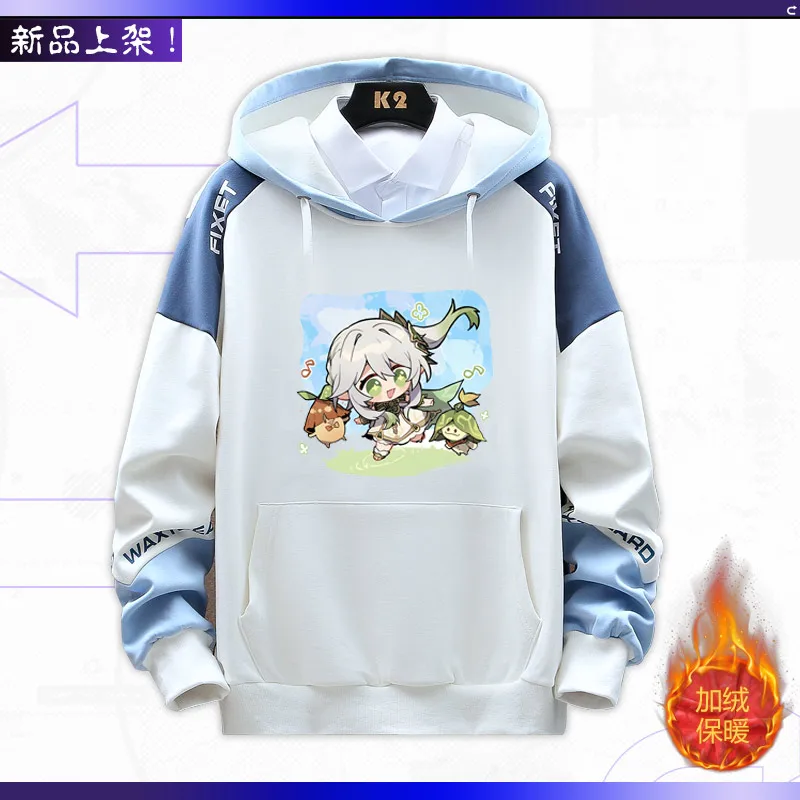 Genshin Impact Nahida Hoodie Anime Print para Homens e Mulheres, Q-Version, Jogos de Personagem, Streetwear Periférico, Fatos de treino