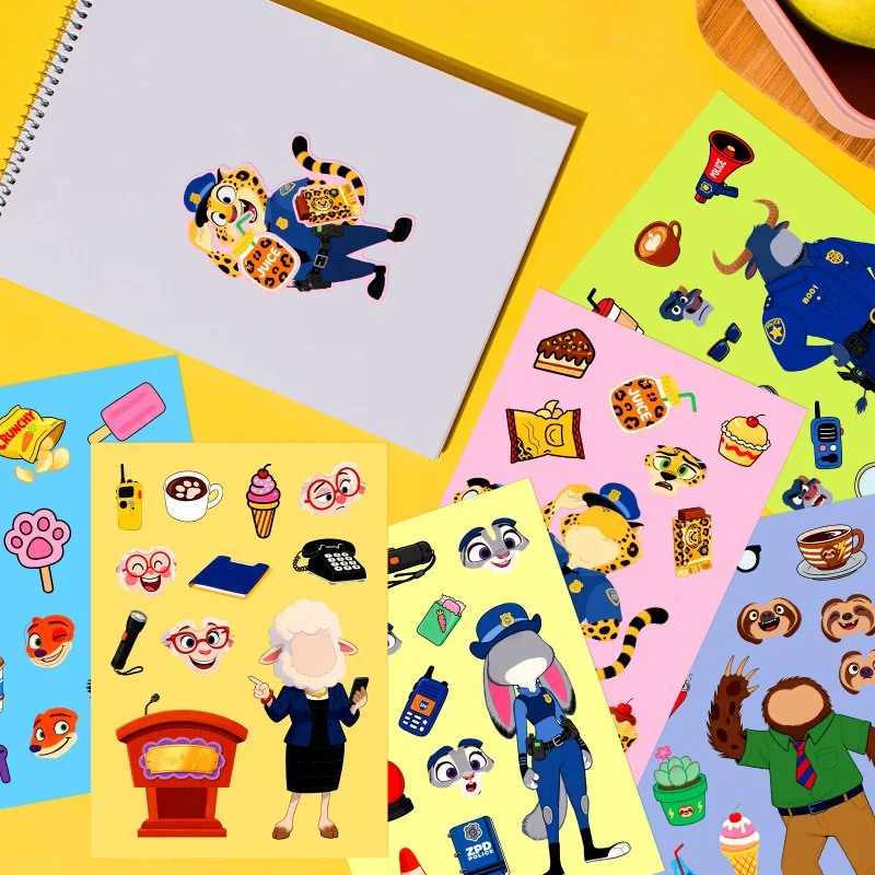 6 قطع من ملصقات تزيين جرافيتي إبداعية لطيفة على شكل شخصية كرتونية