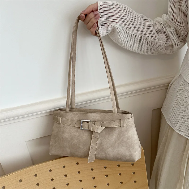 Women Vintage Tie Dye Rectangle Underarm Shoulder Bag Y2K Metal Buckle Belt Decor Handbag Casual Daily Commuter Purse