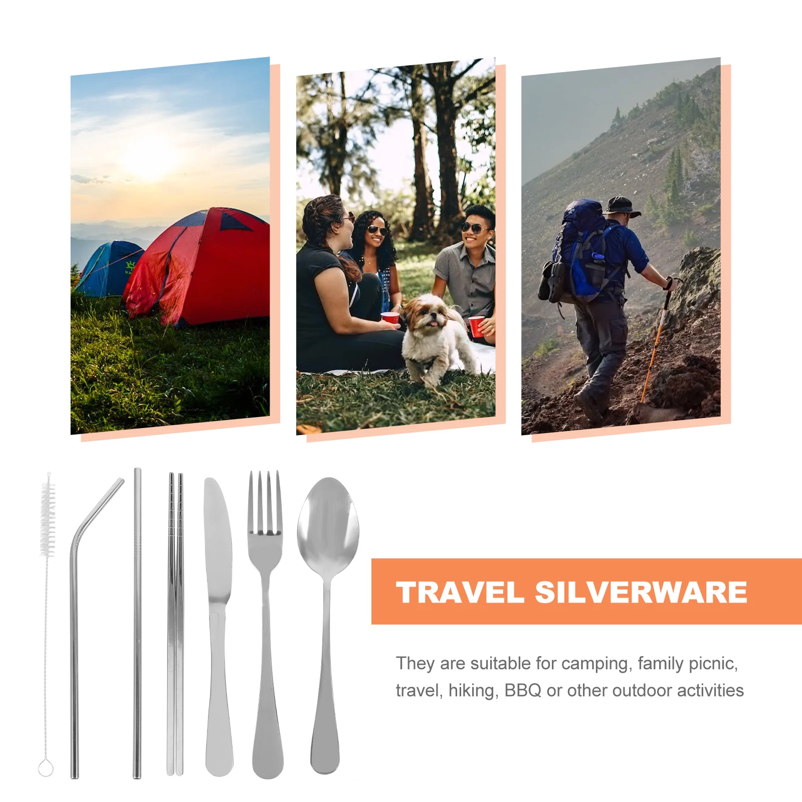 

1 set Metal Chopsticks Tableware Box Travel Reusable Utensils Portable Lightweight Cutlery Set for Outdoor Picnic Beach Hiking
