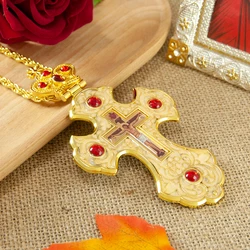 HTISOK Orthodox Jesus Crucifix Cross Religious Icon Priest Pastor Pectoral Cross Pendant Spiritual Gift for Bishop Church