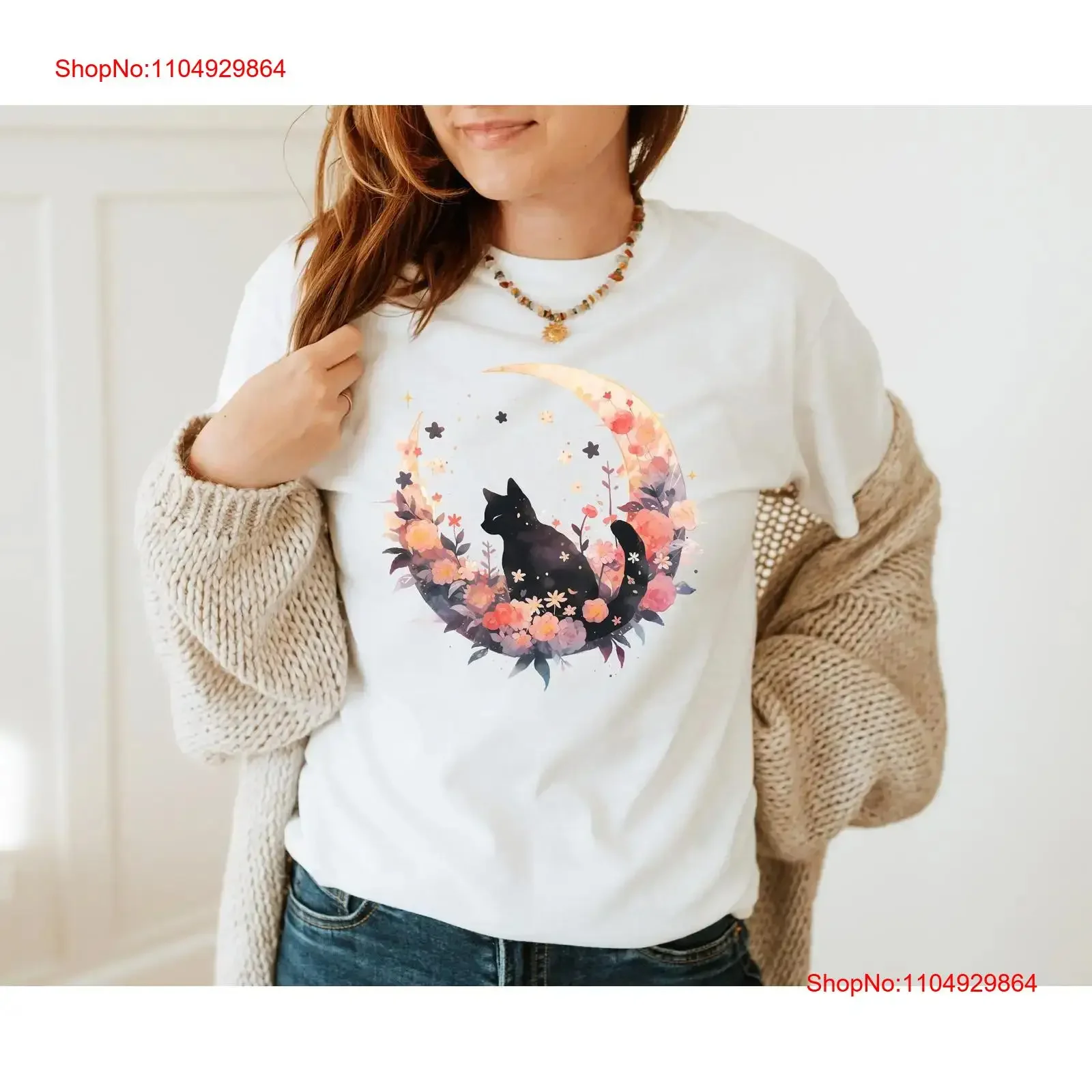 

Акварельная футболка с изображением кота и луны в японском стиле, вдохновленная восточным искусством, лунный дизайн, эстетичная кошачья одежда, винтажная стираная одежда