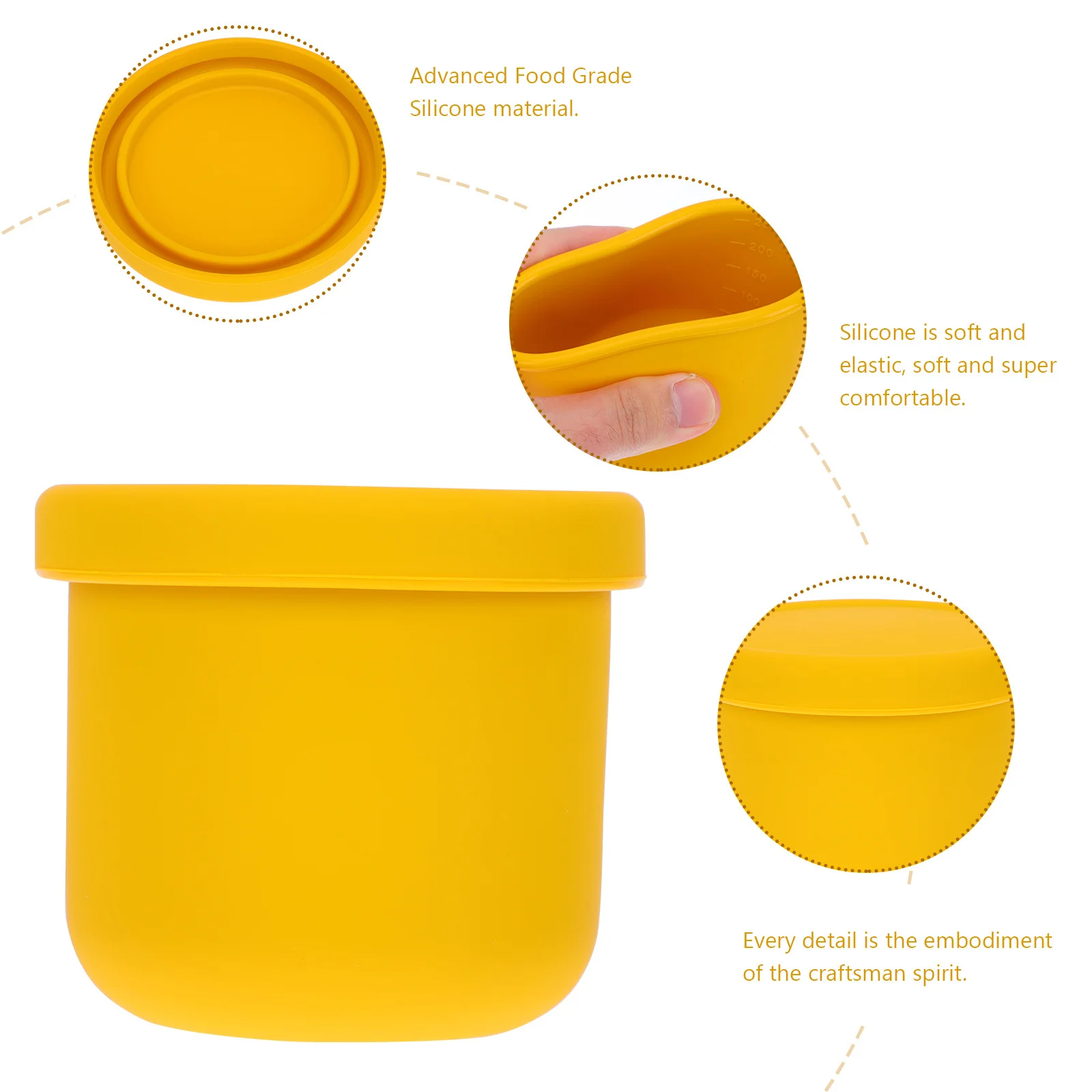 

1pc Portable Food Storage Baby Color Silicone Non-Stick Sealed Compartment Bowl For Kids Dinner Breakfast School Use