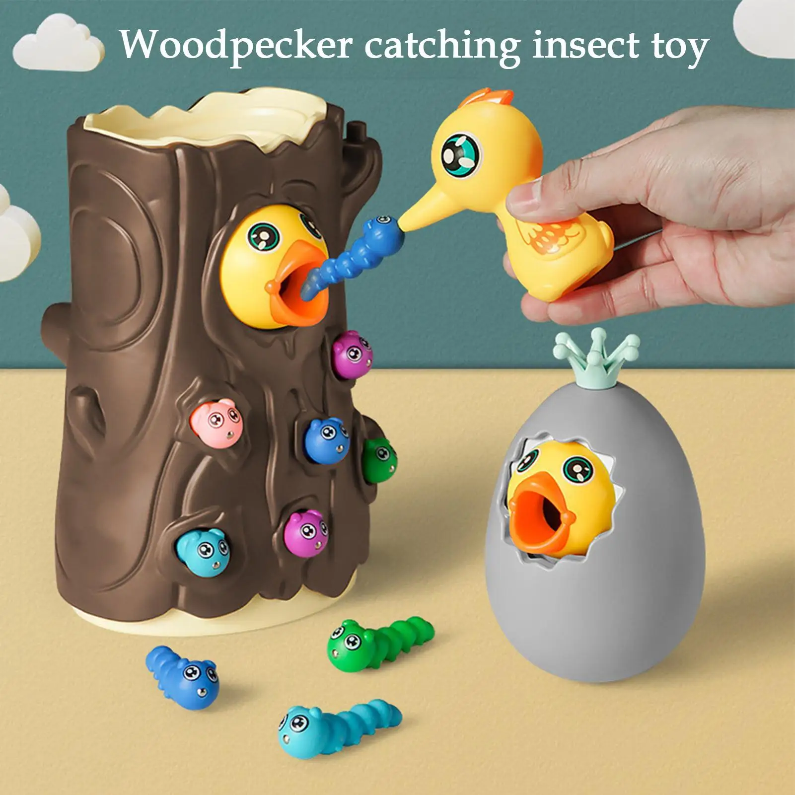 

Игрушка-червячок Woodpecker: магнитная развивающая игрушка для детей, яркие цвета, для дошкольников, на день рождения, Рождество, Пасху