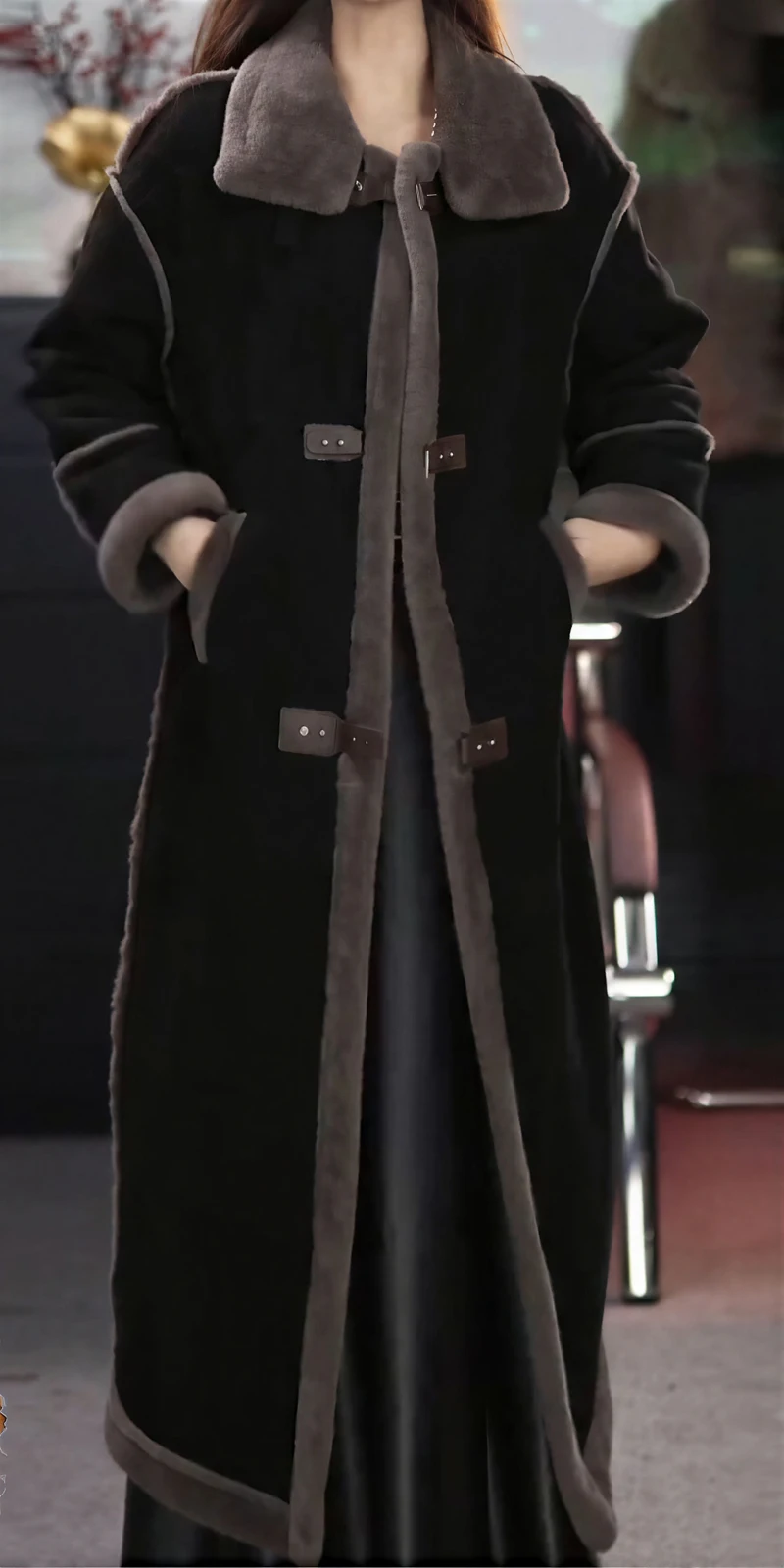 

Шерстяные пальто, женское шерстяное пальто, зимняя смешанная парча, съемный шнурок на пуговицах, двустороннее укороченное пальто для поездок на работу