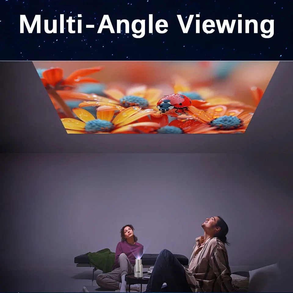 New HY7 Projector 1080P 4K DLP Smart Android 12 Built-in battery 380 ANSI Lumens WiFi 6 Home Cinema Portable Outdoor Projector