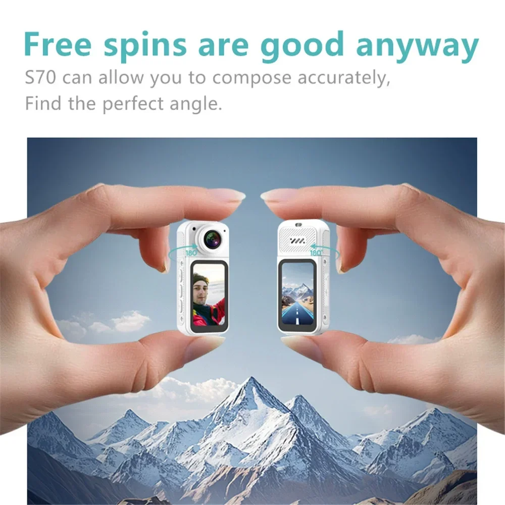 2,7 K Mini Wifi cámara deportiva Dash acción Moto profesional Cat 1080P pequeña motocicleta ciclismo Video Bodycams 180 °   Cámara de lente giratoria