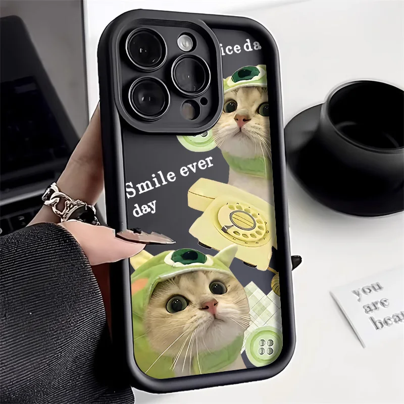 Cute Cartoon Cat Phone Case For iPhone 14 16 11 13 12 15 Pro Max 7 8 16 Plus XR XS X SE 2022 2020 Shockproof Silicone Soft Cover