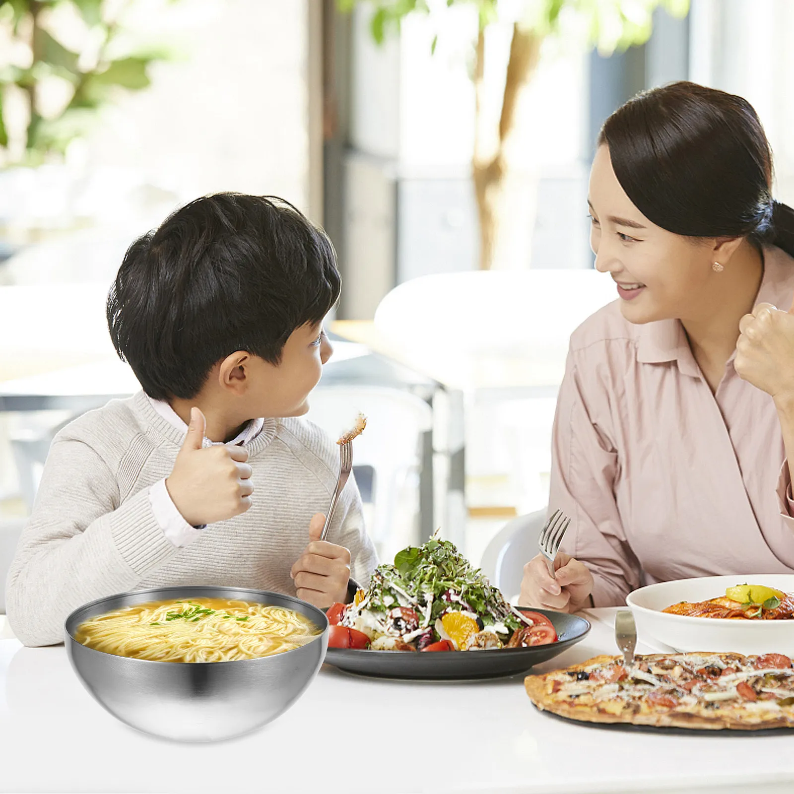 Stainless Steel Large Bowl Korean Inspired Stylish Design Heavy Duty for Ramen Soup Salad Serving Mixing Family Gatherings