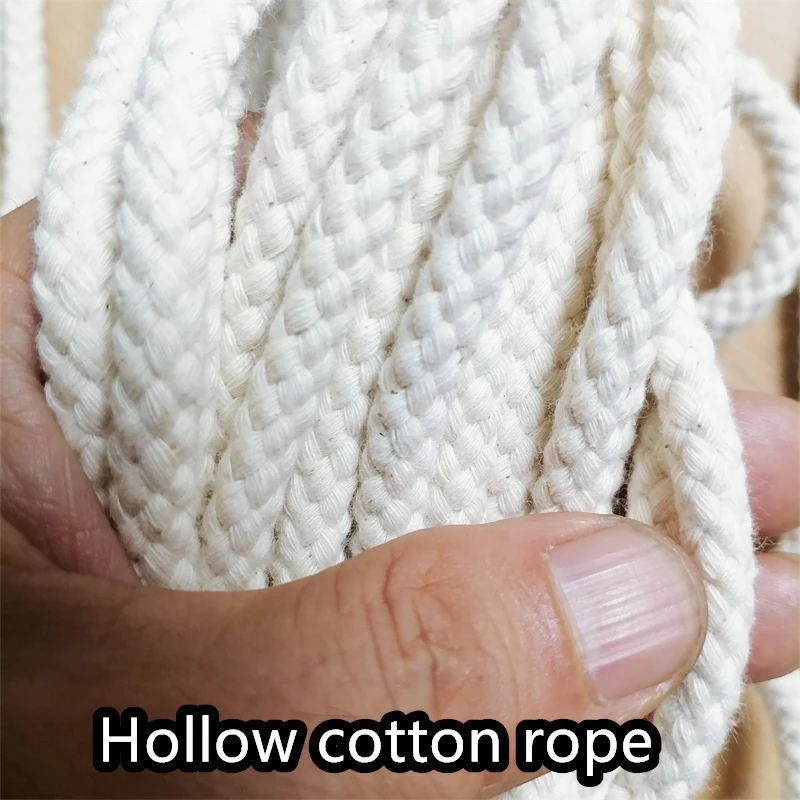 5/6mm Beige Pure Cotton Coat And Hat Rope. Hollow. Solid .Woven Rope.DIY For Clothing Matching Ropes