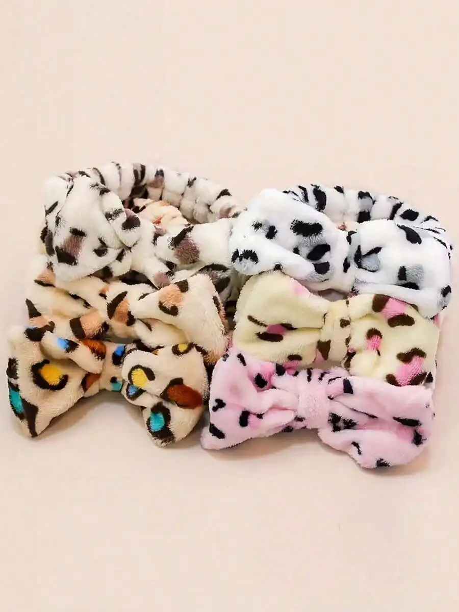 

6 шт. модных повязок на голову с леопардовым принтом для женщин, аксессуары для волос, для умывания и макияжа