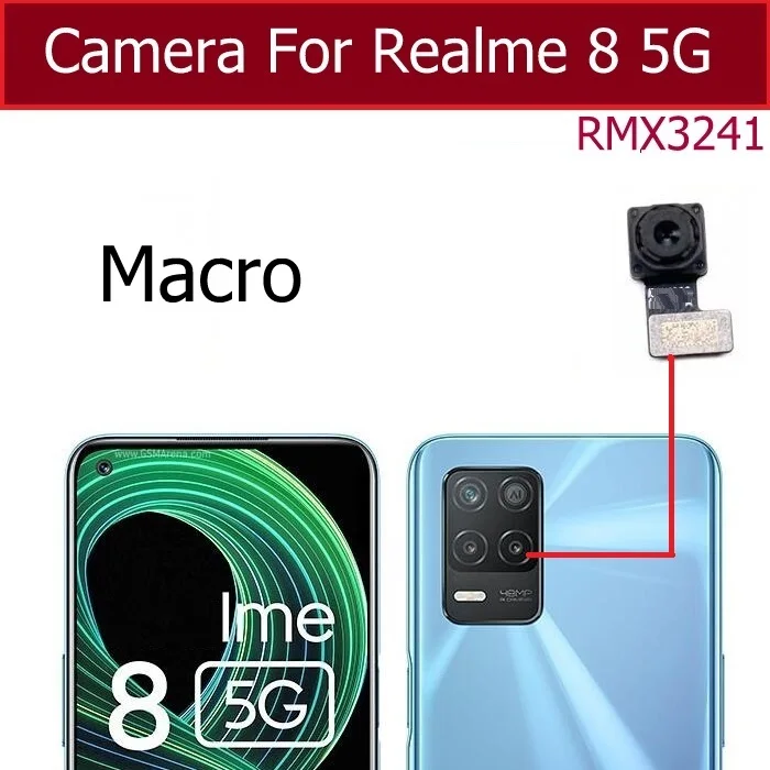 Front Back Camera For Realme 8 4G 5G Front Selfie Rear Main Camera Module Flex Cable Spare Repair Parts For OPPO Realme 8 4G 5G