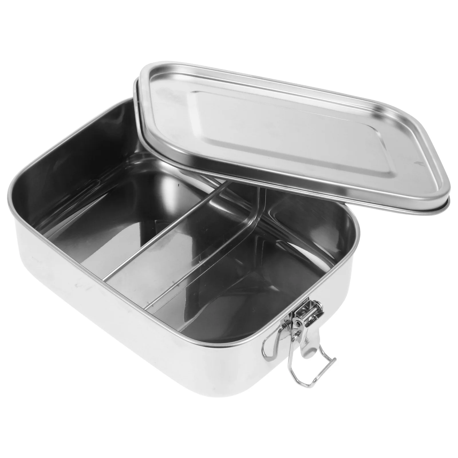 

Stainless Steel Divided Lunch Box Large Capacity Multi Purpose Bento Crisper Portable Camping Tableware Sealed Carrier