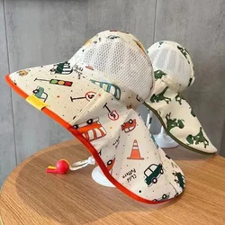 Cappello estivo per bambini Cappello da pescatore Protezione solare Cappelli da spiaggia traspiranti per ragazzi e ragazze con protezione solare per il collo con fischietto