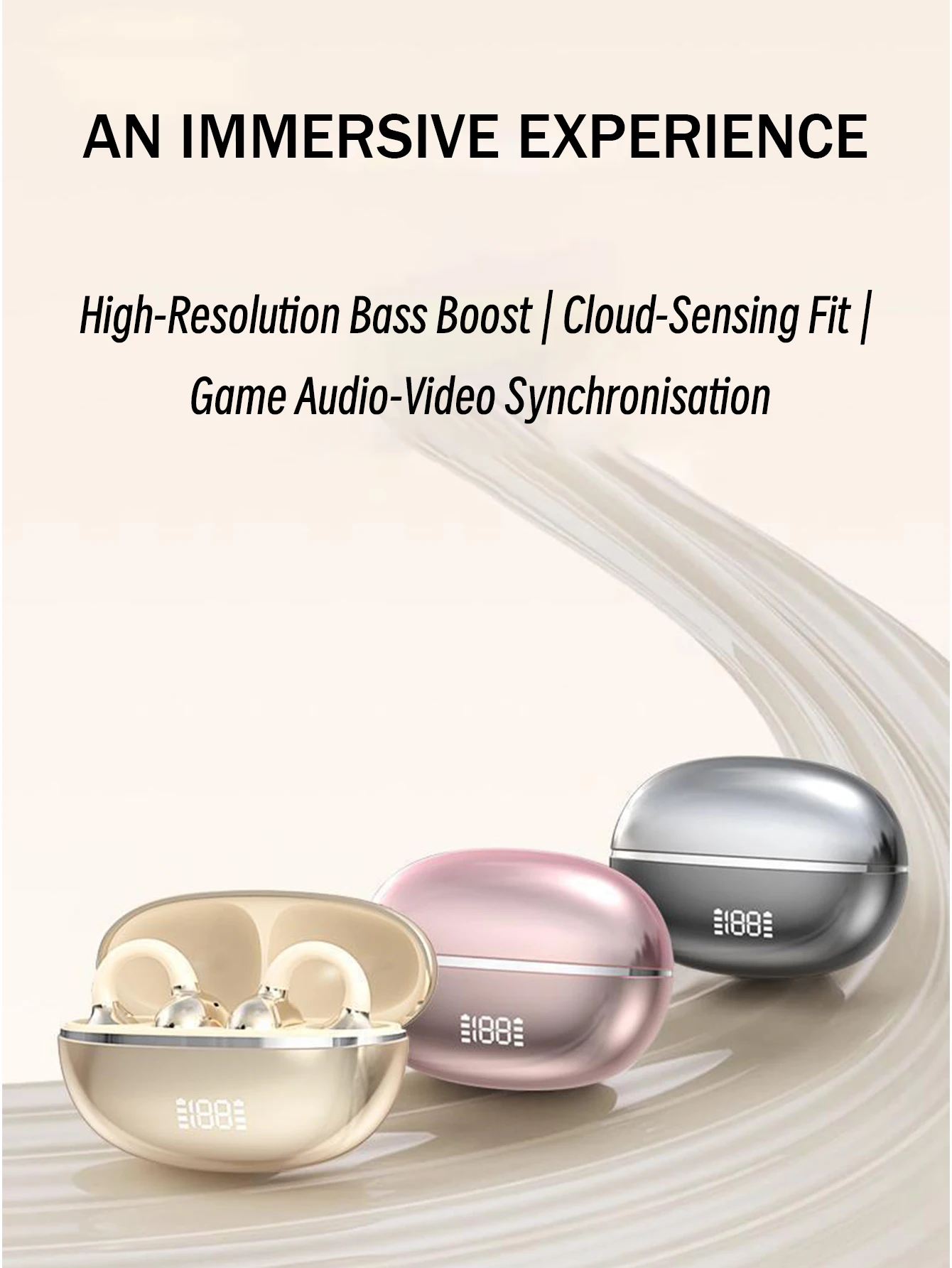 Bluetooth Earphones with Digital Display and Wireless Sports Earphones, Equipped with LED Battery Indicator for Comfortable Soun
