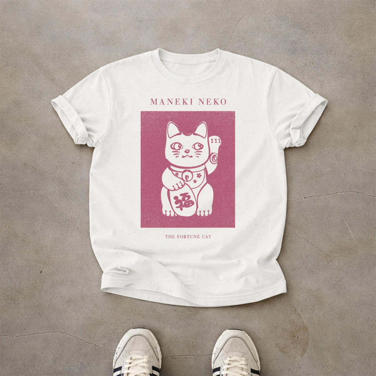Lucky Cat T-shirt | Japanese Lucky Cat T-shirt | Cute Pattern T-shirt Women's Casual Daily Versatile Short Sleeves
