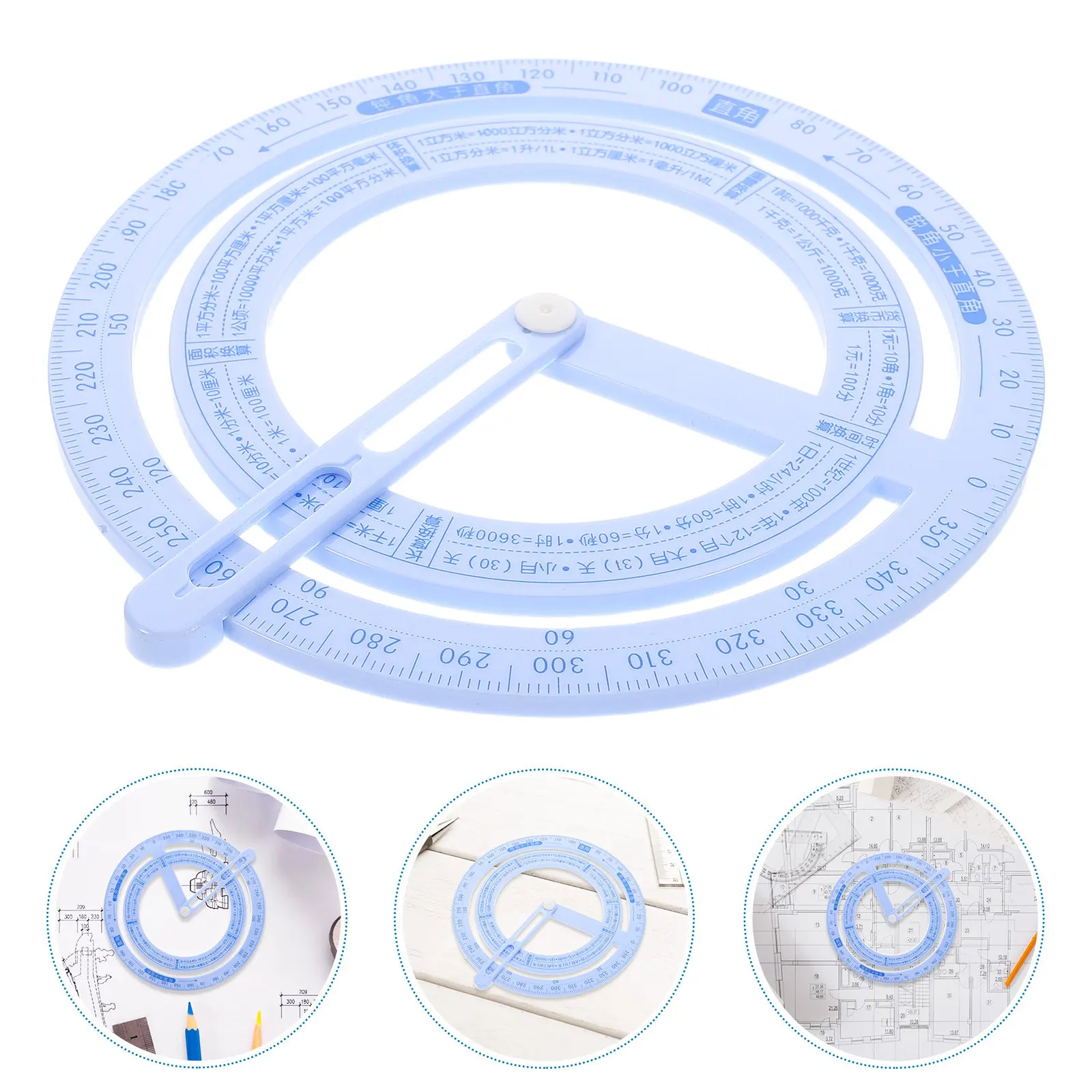 4Pcs Circular Protractor 360 Degree Rotation Precision Angle Finder Engraved Ruler for Woodworking Geometry Drawing