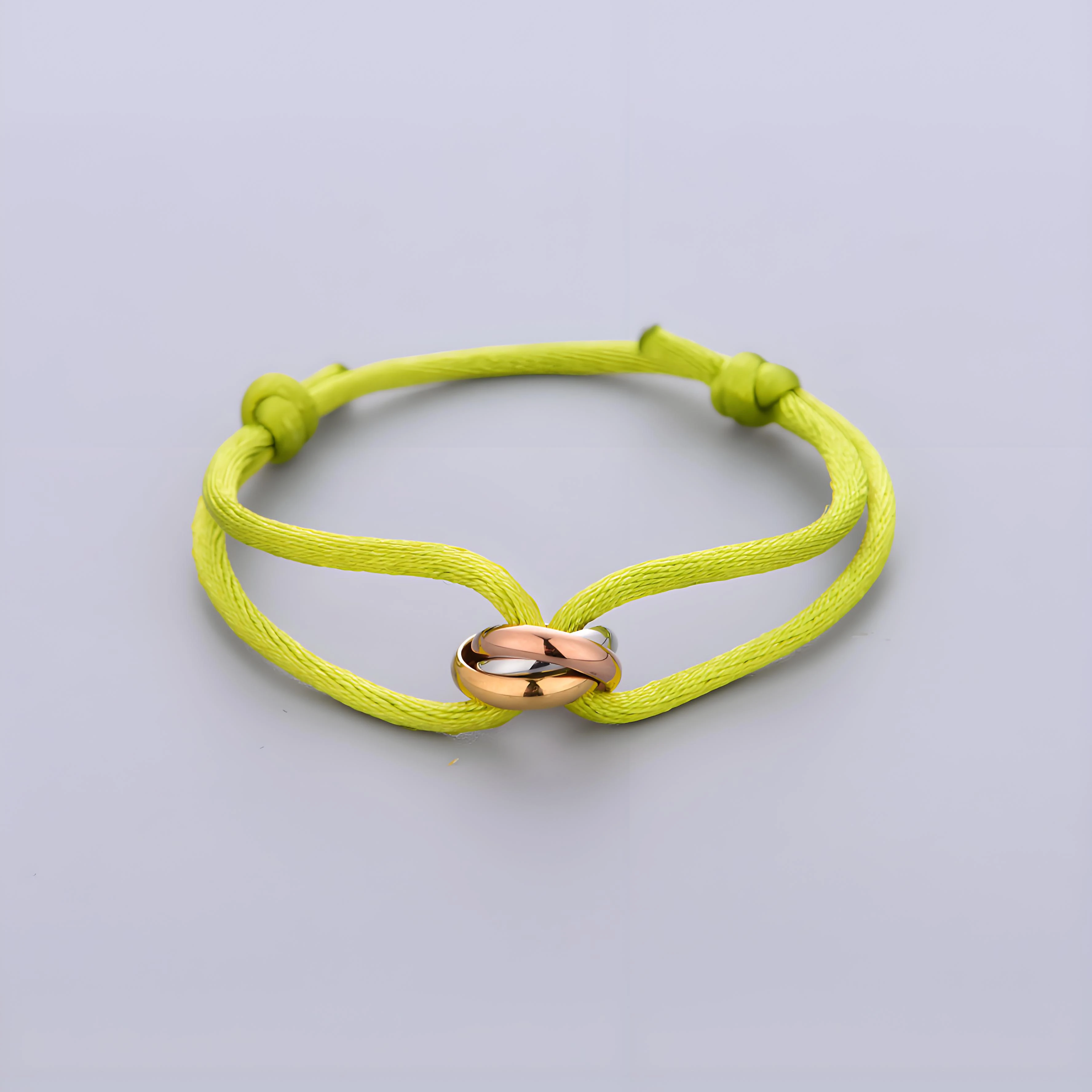 Trinity-Armband, Edelstahl, Kreis, Damen-Armband, verschiedene Farben des Seils, klassisch, beliebt, dreifarbig, Farbverlauf, Schmuck