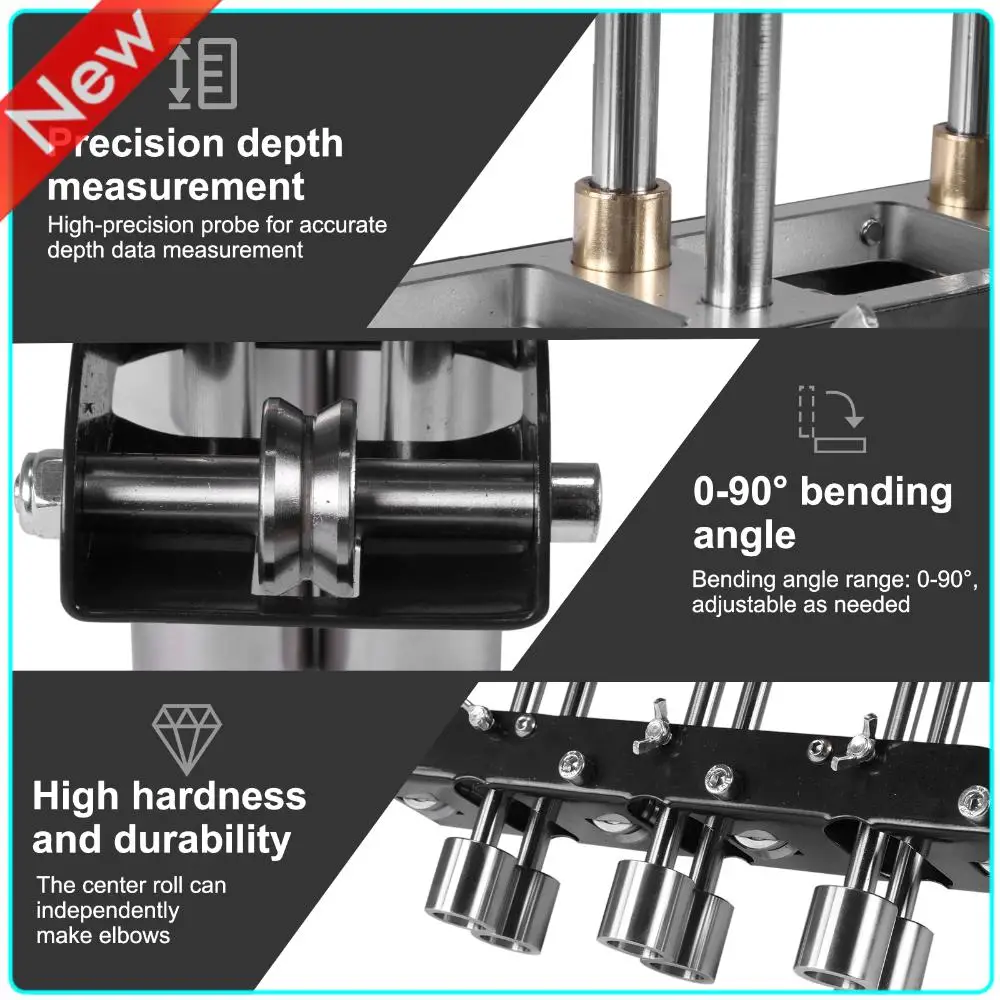 

3 Station Large Radius Sheet Roller Bender 0-90° Bending Angle Sheet Metal Roller with Aluminum Alloy Handle for 13-130mm Bends